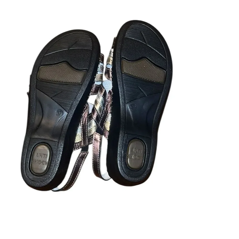 La Plume Metallic Strappy Sandals Size 37